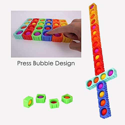 Aomay Pop Bubble Fidget Sensory Toy, 24Pcs Educational Building Blocks For Kids, Silicone Fidget Toys For Adults, Special Needs Anti-Anxiety Tools Autism Stress Reliever Puzzle Toy Xmas Gift Set #TOP7