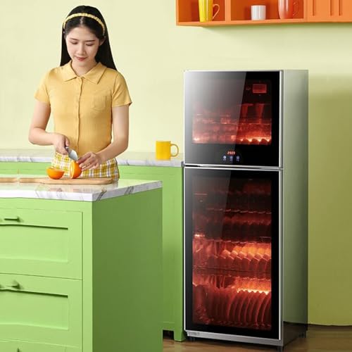 Esterilizador Comercial del disnús del 198L, secador de Calor Alto de 125°C para restaurantes, desinfectante de Doble Puerta con Tubos de Cuarzo, 40x30.5x118cm, Negro