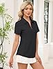 LOMON Women’s Short Sleeve Athletic Polo Shirt High Performance Stretch Quarter Zip Top for Golf Tennis #1