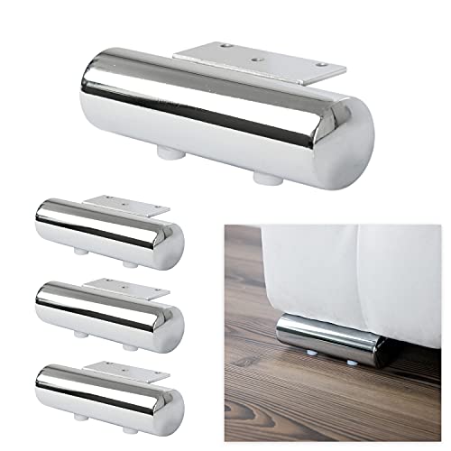 P17 | Modelo PISTOIA | Juego de 4 Patas + 16 Tornillos | Cromo Pulido | Patas para sofá, Muebles, armarios, sillones | Patas de Metal para Muebles de diseño Moderno y Elegante | (D40 x L140) Cover