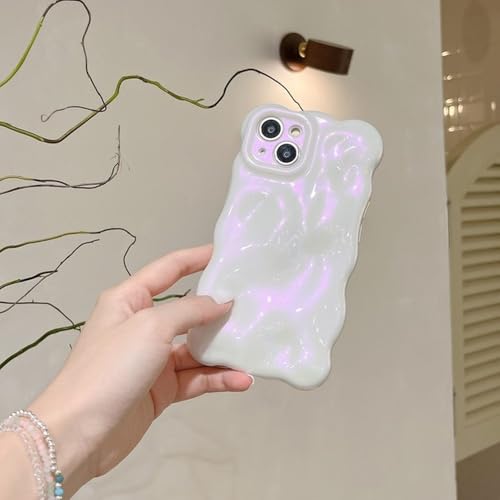 Housse de protection souple pour appareil photo iPhone 15 ondulée rose