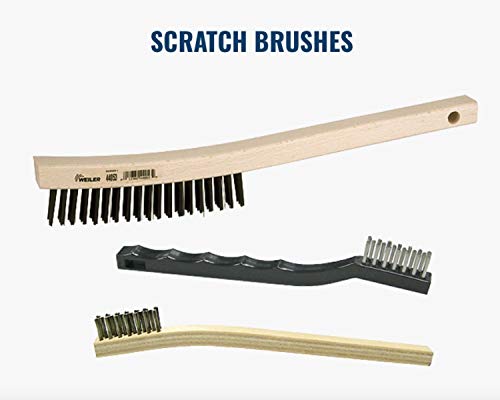 Image of Weiler 44235 Hand Wire Scratch Brush, 012 Stainless Steel Fill, Shoe Handle, 1 x 17 Rows, Made in The USA (Pack of 12)