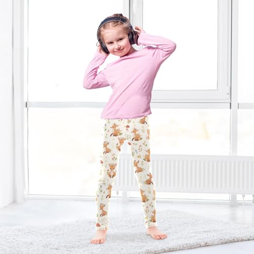 Cute Animal Deer Fox Flower Girls Leggings Soft Stretch Workout Yoga Dance Pants for Kids Casual Tights4