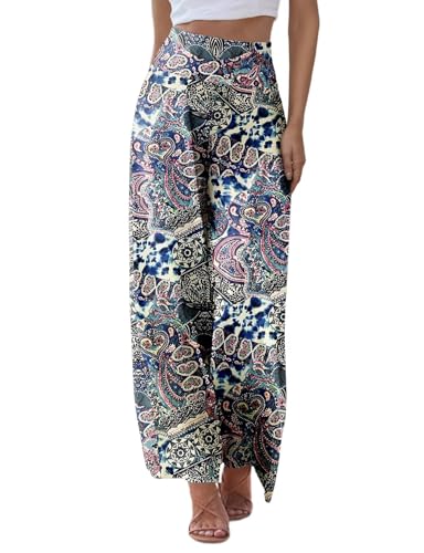 JZC Women's Palazzo Lounge Pants Stretchy Wide Leg Casual Pants Comfy High Waist Flowy Pants S-3XL