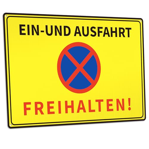 Einfahrt Ausfahrt Freihalten Schilder, Metall Aluminium Ein und Ausfahrt Freihalten Schild, Parken Verboten Schild Warnschilder Halten Sie den Kanal offen, 30x20 cm