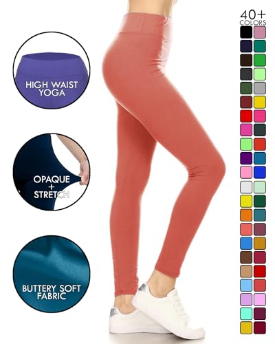 Image of Leggings Depot High Waisted Leggings for Women Buttery Smooth & Soft Women's Solid Yoga - Reg, Plus, 1X3X, 3X5X