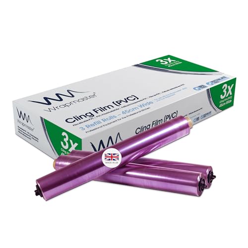 We Can Source It Ltd - Wrapmaster 4500 Cling Film – 45cm x 300m, 3 Rolls – Premium Kitchen Wrap for Professional Catering, Food Preservation, and Freezing – Compatible with Wrapmaster Dispensers
