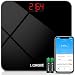 Liorque Digital Body Weight Scale, High Precision Wireless Scale with Smartphone App, Smart Step-on Bathroom Weight and BMI Scale, Multiple Users, Sturdy Tempered Glass, 396 lb/180 kg, Black