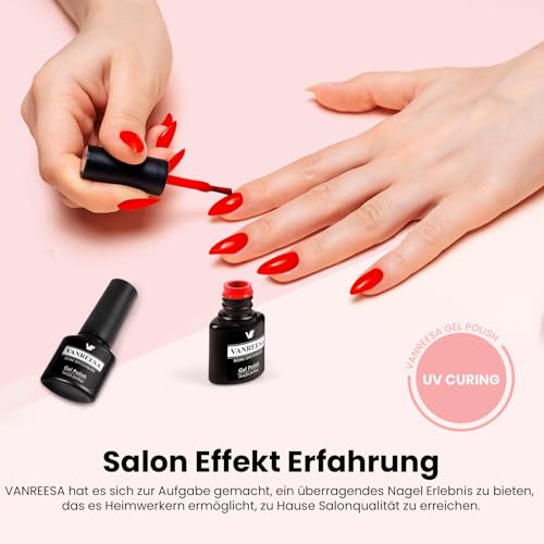 VANREESA U V Nagellack Set, 50 Stück Gel Nagellack Set mit Unterlack und Überlack 45 Farben Gelnägel Starterset Rosa Lila Schwarz Maniküre Kit Soak off Gel Nail Polish Geschenk für Frauen