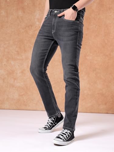 Image of The Indian Garage Co Men Slim Fit Solid Mid-Rise Stretchable Jeans
