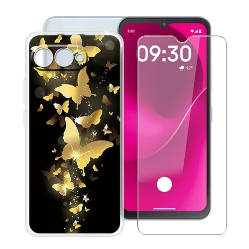YQINHHME Handyhülle für T-Mobile T Phone 3 (6.58 Zoll) + Gehärtetes Glas Schutzfolie, Stoßfest Silikon Schutzhülle Tasche Superdünne weiches TPU Hülle Hülle für T-Mobile T Phone 3 - WMA30