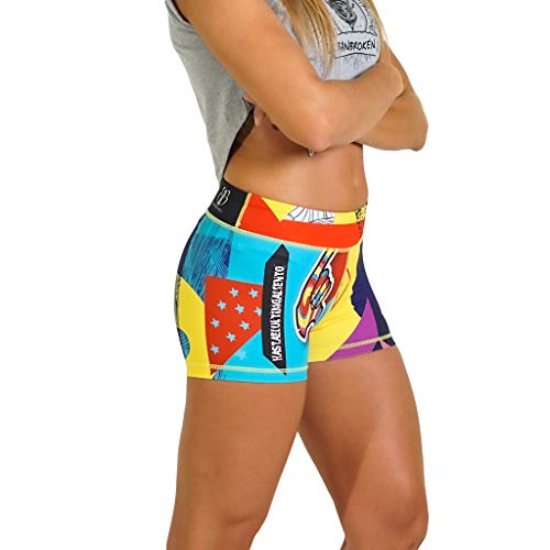 Short Rio BANBROKEN Pantalón Corto Deportivo de Colores para Fitness Mujer, Gimnasio, Crossfit, Calistenia, Halterofilia, Yoga etc (S)