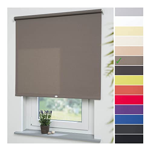 Liedeco® Rollo, Spring-, Schnapprollo / 192 x 180 cm (Breite x Höhe), caffee/lichtdurchlässig, Blickdicht/viele Farben, Größen und Typen/Breiten 60-200 cm/Variable Montage möglich