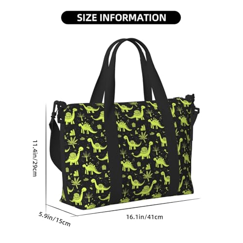 Travel Duffle Bags For Women Men - Cartoon Green Dinosaur Print Personal Item Weekender Overnight Gym Carry On Airport Tote Bag With Strap For Yoga, Travel, Business Trips2
