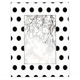 Polka Dot 4x6 Picture Frame Made of Wood, Black and White Fits 4x6 or 3.5x5 Photo Frames with Shatte