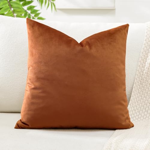 Artscope Luxury Velvet Cushion Covers Super Soft Decorative Square Throw Pillow Covers Case Cushion Covers for Sofa Couch Bedroom Car Decor 40x40cm Orange - Image 2