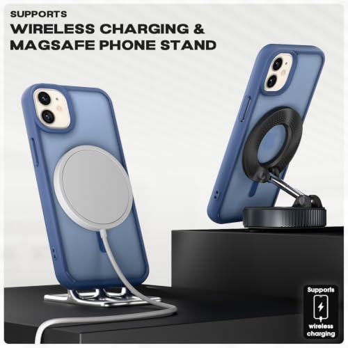 Image of Pikkme Back Cover for iPhone 11 | Mag-Safe Compatible | Smoke Frosted Transparent Matte Finish | Hard PC + Soft TPU | Shockproof | Raised Camera Protection Bumper Case (Blue Smoke Mag-Safe)