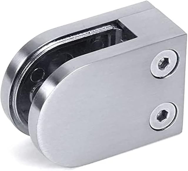 Seagull Balustrades Zintec Brushed Stainless Steel Effect Glass Clamp - Flat Base Mount - Ideal D Shaped Metal Wall/ Post Bracket Mount Glass Holder Clip for Stairs Balustrades, Glazing, Handrails