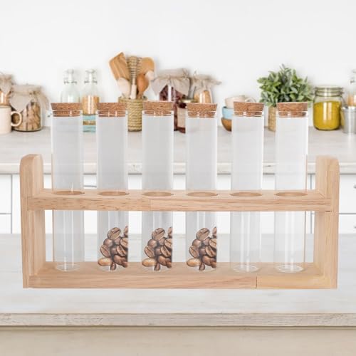Porte-tubes à essai multifonction support compact bois et verre chic - 7