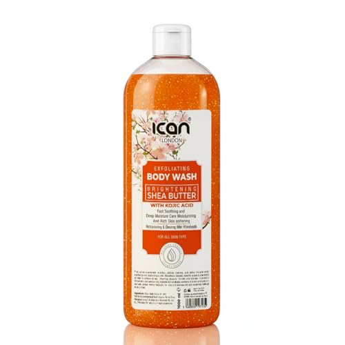 Ican London Shea Butter With Kojic Acid Brightening Exfoliating Body Wash, 1000ml