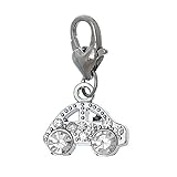 Zustand: neu Bacabella Damen Strass Charm Anhänger aus Metalllegierung Auto 29x16mm Silber für Bettelarmband mit Karabiner zum Anbringen