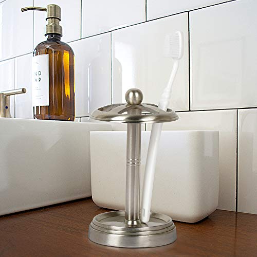 Nu Steel Dr4H Dual Ridge Toothbrush Holders Storage, Bath Collection, Bathroom Vanity Countertops Brushed Pewter Finish #TOP2