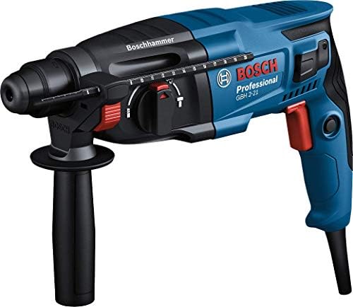 Bosch Professional GBH 2-21 Hammer Drill (230 V, with SDS Plus, incl. 3X SDS Plus Drill bits (6/8/10 mm), Auxiliary Handle, Machine Cloth, Depth Stop, in Carrying case)