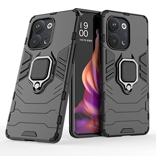 TINGYR Coque pour Oppo Reno9 Pro, Support de Bague Rotative à 360 Degrés, Coque de Téléphone Antichoc TPU/PC, Housse pour Oppo Reno9 Pro.(Noir) Cover