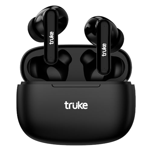 Image of truke Air Buds Lite True Wireless in Ear Earbuds with 10H Single Charge Playtime, Gaming Mode, ENC, AAC Codec, Bluetooth 5.1, IPX4 (Black)