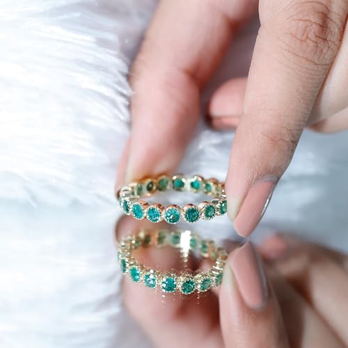 Certified Emerald Eternity Band for Women, AAA Quality, Natural Emerald Anniversary Ring (Ready to Gift)4