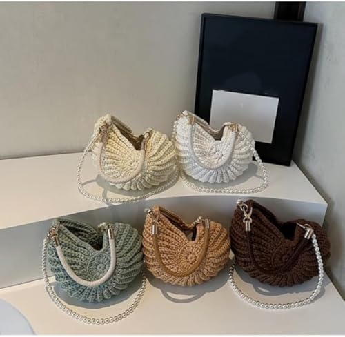 Handmade Crochet Seashell Purse for Women - Boho Shell Bag with Pearl Strap by Generic - Used condition - Image 7