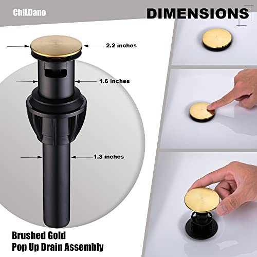 Brushed Gold Bathroom Faucet With Sink Drain And Supply Hose, 8 Inch Widespread Bathroom Faucet 3 Hole, Childano Gold Bathroom Faucet Ch2183Bg #TOP2