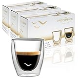 Mövenpick 6 x Espressogläser Doppelwandig 60 ml - Espresso Tassen ohne Griff Doppelwandige Espresso Gläser - Spülmaschinenfest auch für Tee geeignet