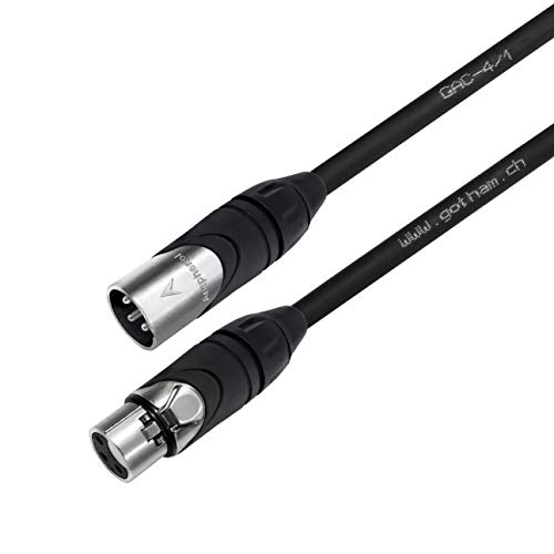 3 Units - 3 Foot - Gotham Gac-4/1 (Black) - Star Quad, Dual Shielded Balanced Male To Female Microphone Cables With Amphenol Ax3M & Ax3F Silver Xlr Connectors - Custom Made By Worlds Best Cables #TOP4