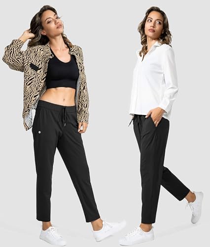 G Gradual Women's Pants with Deep Pockets 7/8 Stretch Sweatpants for Women Athletic, Golf, Lounge, Work (Black, Medium) - 5