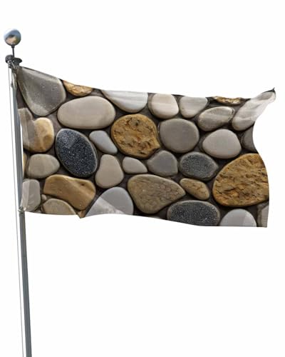Stones Flag 3x5 Ft Outdoor Double Sided Gravel Rock Cobblestone Natural Pattern Art Flags for Outside Waterproof Garden Flag Seasonal Grommets Banner Flags for House Porch Yard Home Decorations