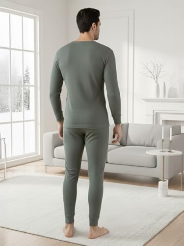 Image of Lux Cozi ONN Men's Round Neck Full Sleeve Skin Friendly Winter Wear Thermal Top and Bottom Set | Thermal Set for Men