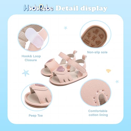 Image of HsdsBebe Baby Girls Sandals Bohemia Flower Bow Soft Sole Toddler First Walkers Beach Summer Shoes