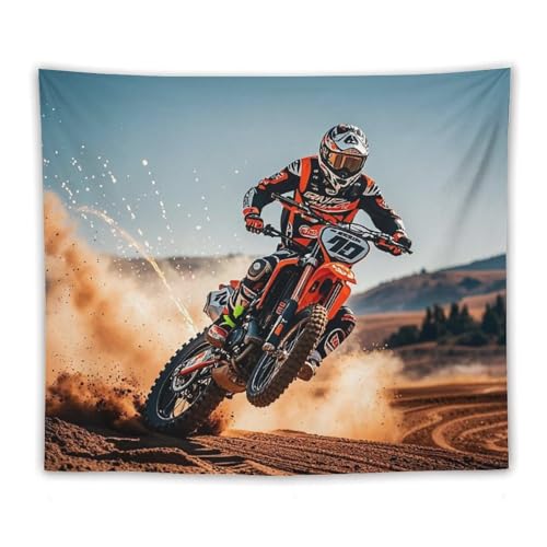 Tapisserie murale moto sportive FHESDCW en polyester léger déco 127x150cm