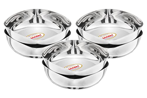 Image of JAGGERY Stainless Steel Heavy Square Halwa Plate /Snacks Plate /Sweet Vati -Set of 6pcs