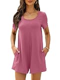 Nfsion Romper for Womens Casual Crewneck Short Sleeve Shorts Jumpsuit Rompers with Pockets X-Large L