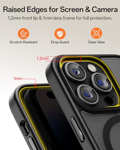 Image of UNBREAKcable Magnetic for iPhone 14 Pro Case, Compatible with MagSafe, Full Camera Protection, Built-in Magnetic Ring, Drop Protection Shockproof Slim Phone Cover (Black)