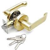 堅塁金物 ドアノブ 鍵付き 室内 浴室に適用 金 レバーハンドル 亜鉛合金の主体 三つの鍵 適用扉厚30-50mm ラッチは60mmあるいは70mmに調整可能