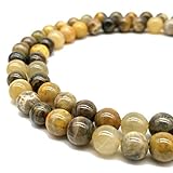 ABCGEMS Indonesian Bumble Bee Jasper Beads (Mine Inside an Active Volcano at Mount Papandayan, West Java) Smooth Round 8mm