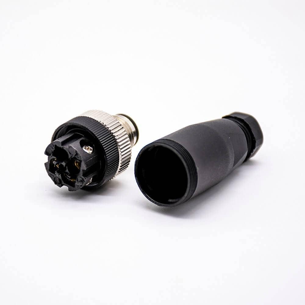 Elecbee 10pcs M12 3 Pin Male Connector A-Code Field Installable Screw Termination for 22AWG 0.34mm² Cable