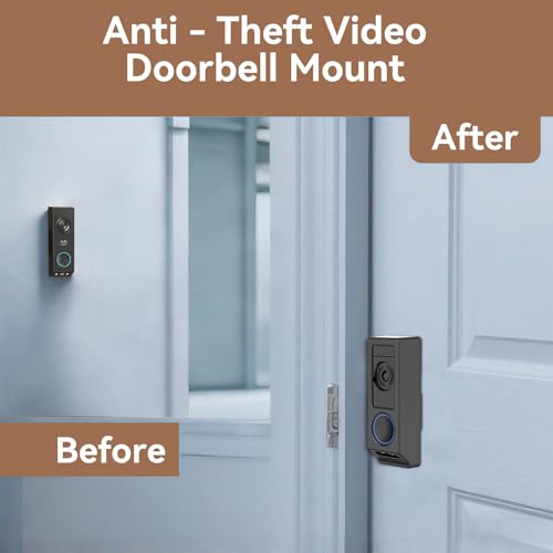 Anti-Theft Video Doorbell Mount for Eufy E340 Camera, No-Drill Adjustable Mounting Bracket Holder Accessories for Eufy Doorbell Camera Mount, Apartment Door Bell Kits for Home Rentals Room (Black)