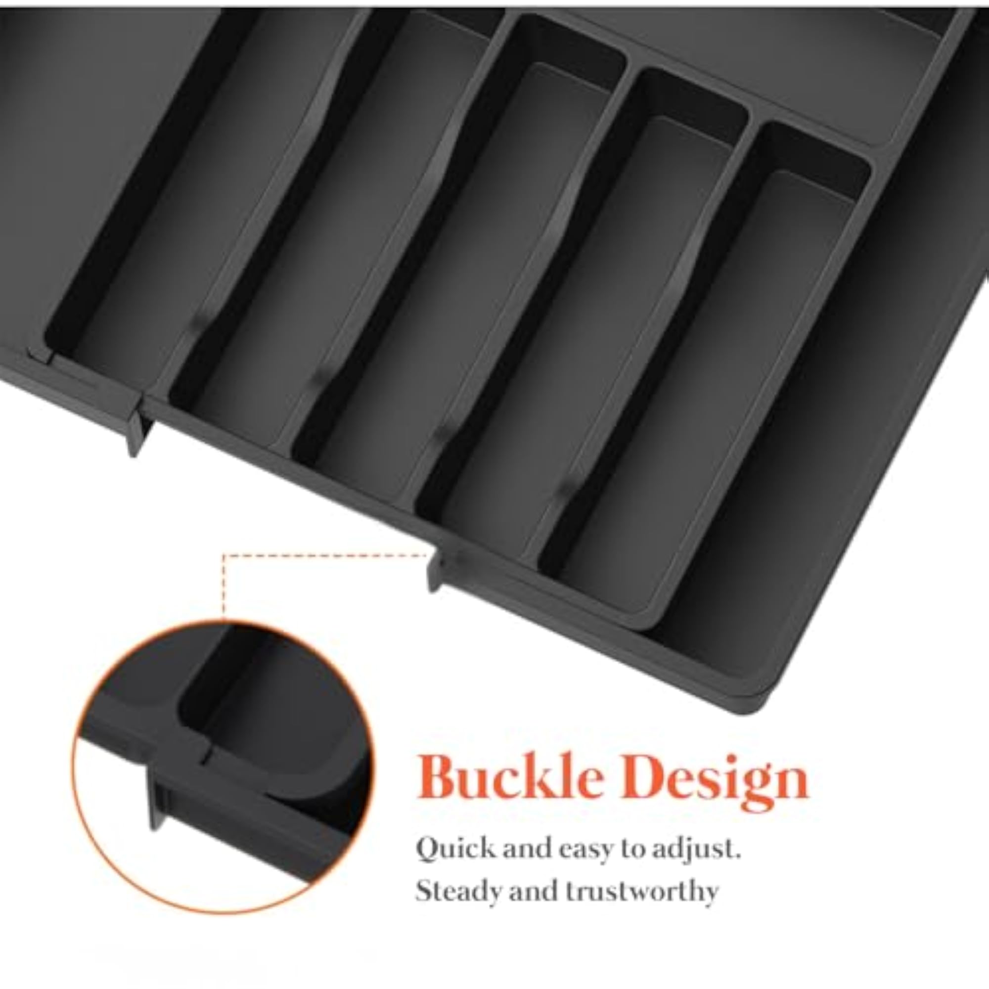 Expandable Cutlery Drawer Organizer with 8 Compartments