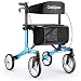 OasisSpace Aluminum Rollator Walker, with 10'' Wheels and Seat Compact Folding Design Lightweight Baking Complimentary Carry Bag (Blue)