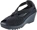 Nature Breeze CG65 Women Elastic Fabric Weave Slip On Wedge Walking Shoe - Black