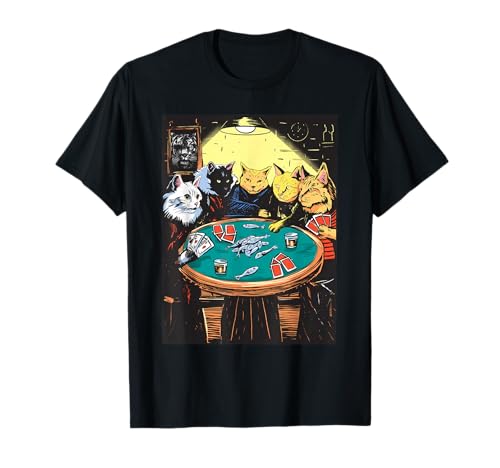 Funny Cats Playing Poker Art Cat T-Shirt